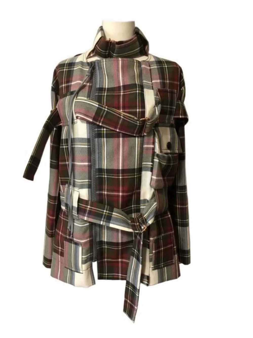 Vivienne Westwood Plaid Multi-Color Belted & Zip Up Jacket